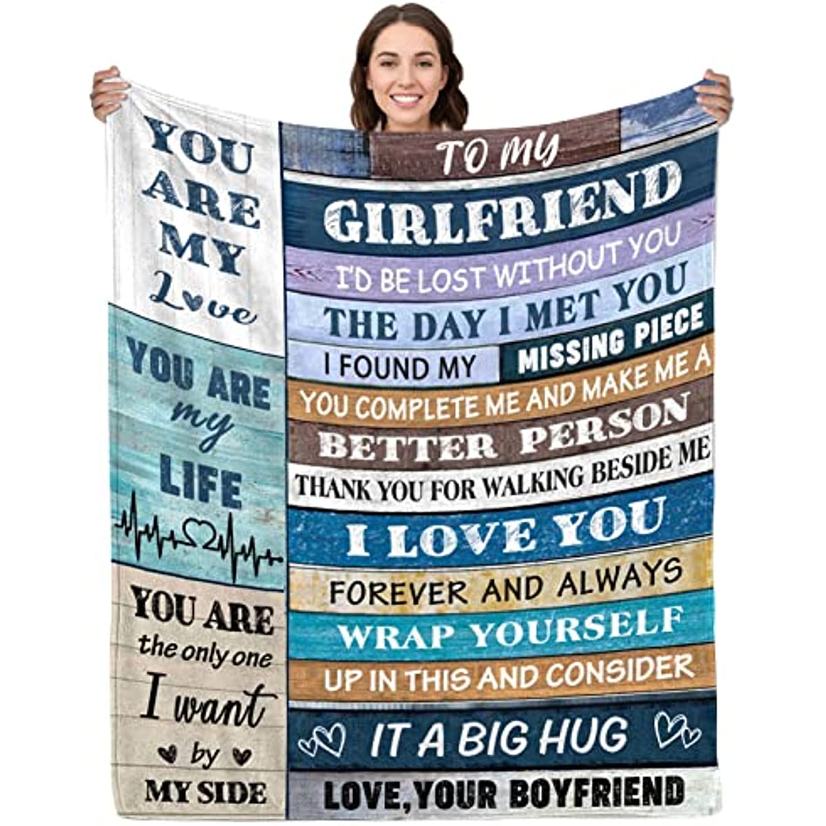 To My Girlfriend Blanket Gifts for Girlfriend I Love You Blessing Sweet Sayings Quote Throw Blankets 50x60 inch Birthday Gifts for Her Anniversary Present Soft Blankets for Bed Sofa