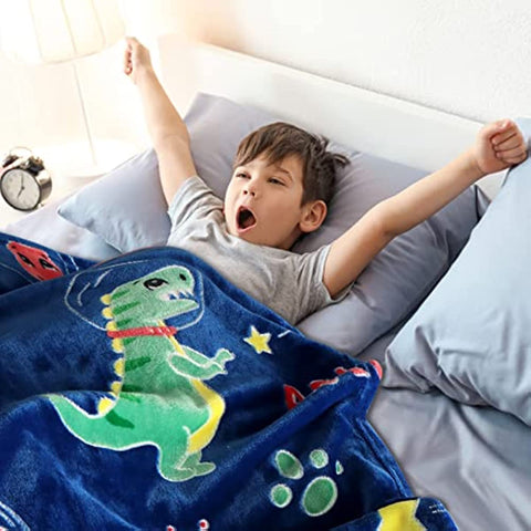Dinosaur Blanket Gifts for 1-10 Year Old Boys,Dino Soft Kids Blankets,Dino Party Blankets,Luminous Toys Birthday Christmas Halloween Thanksgiving Easter Gifts,60 x 50in