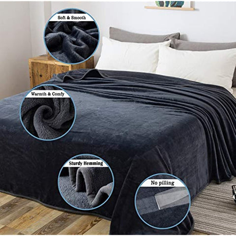 Soft Queen Size Blanket for All Season Warm Fuzzy Microplush Lightweight Thermal Fleece Summer Autumn Fall Winter Spring Blankets for Queen Full Bed Couch Sofa,90x90 Inches,Dark Gray