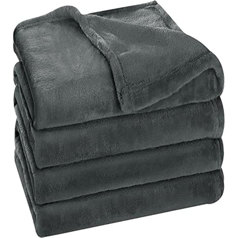 Bedding Fleece Blanket Queen Size Grey 300GSM Luxury Bed Blanket Anti-Static Fuzzy Soft Blanket Microfiber (90x90 Inches)