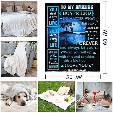 To My Amazing Boyfriend Blanket from Girlfriend 60"×50",Best for Him Boyfriend,Unique Birthday Gifts for Boyfriend,Valentines Day Gifts for Boyfriend,Throw Blanket for Boyfriend