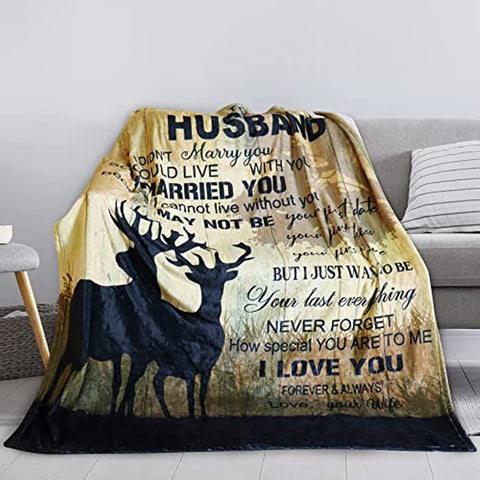 Gifts for Him Husband from Wife to My Husband Blanket, Birthday Christmas Anniversary Wedding Gifts for Husband from Wife, Soft Personalized Throw Blankets for Him Gifts Husband 50" x 60"