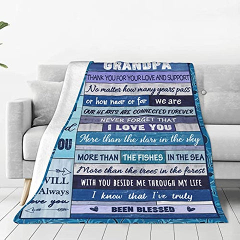 Grandpa Gifts Throw Blanket from Granddaughter Grandson Fathers Day Blankets Gifts Birthday for Grandpa from Grandkids Thanksgiving Gifts Blankets 50"x60"