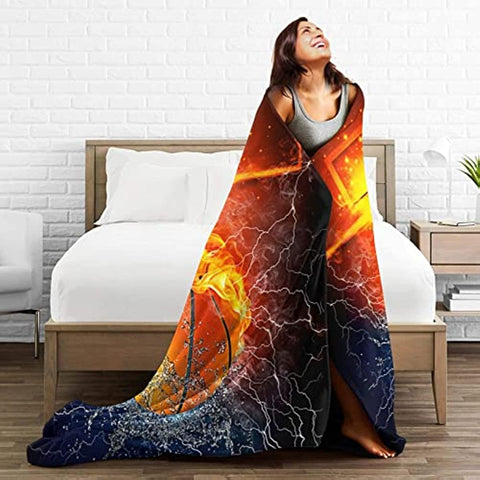 Basketball Blankets and Throws 50"X40" Soft Flannel Sports Blankets for Mens Boys Plush Cozy Throws for Bed Sofa