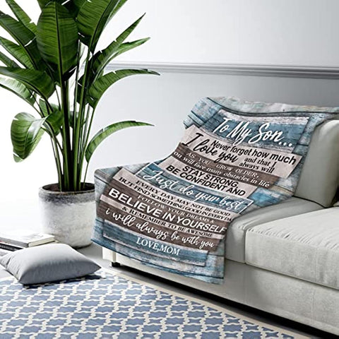 Son Gifts from Mom - to My Son Blanket 60"x50" - Gifts for Grown Son from Mother - Gifts for Son - Son Gifts from Mother for Birthday - Graduation Valentine Birthday Gift Ideas