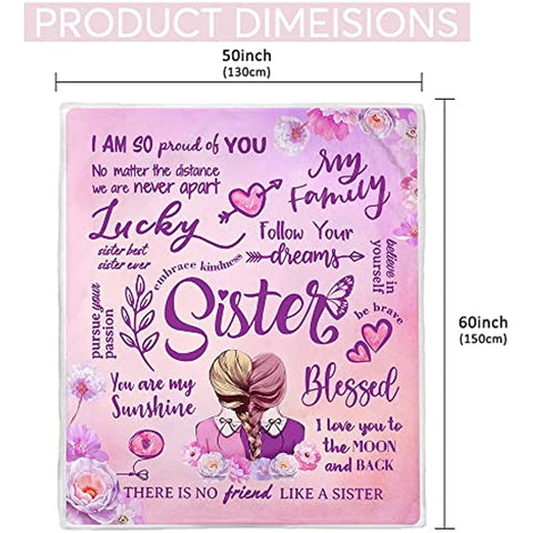 Sisters Gifts from Sister, Gifts for Mothers Day, Sister Gifts, Sister Birthday Gifts from Sister, Gifts for Sister, Big Sister Gift, Blanket, 60"x 50" Pink