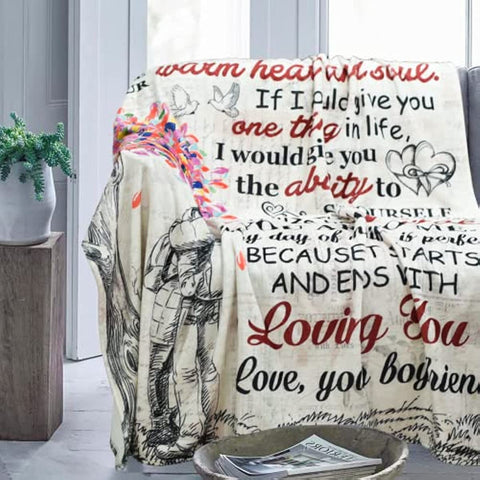 To My Girlfriend Blanket Girlfriend Gifts I Love You Blessing Sweet Sayings Quote Throw Blankets Birthday Gifts for Her Anniversary Soft Blankets for Bed Sofa and Couch 60x50 inch