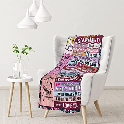 Gifts for Girlfriend Cute Anniversary Birthday I Love You Gifts for Her to My Girlfriend Blanket Romantic Mothers Day Christmas Valentines Long Distance Present from Boyfriend Bed Throw 60"x50"