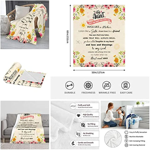 Mothers Day Aunt Gifts Throw Blanket - Aunt Gifts from Niece - Birthday Gifts for Aunt - Best Aunt Ever Gifts - Gifts for Aunts from Niece - Auntie Gifts 60x50 Inch