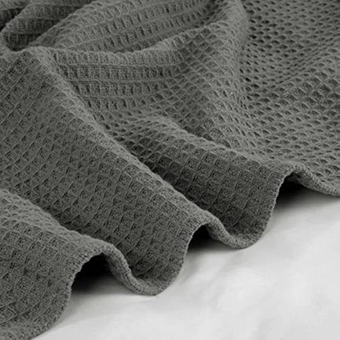 Blanket Queen Size 100% Cotton Throw Blanket - Soft Breathable Lightweight Layering All Season Thermal Blanket for Bed Sofa and Couch 90 x 90 Inches Grey Color by Bed Bath and Home