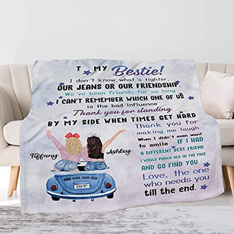 to My Besties Custom Friends Blanket with Many Characters,Change Hairstyles&Name Blankets,Personalized Friendship Blanket for Women,Best Friends,BFF, Bestie Birthday Gifts