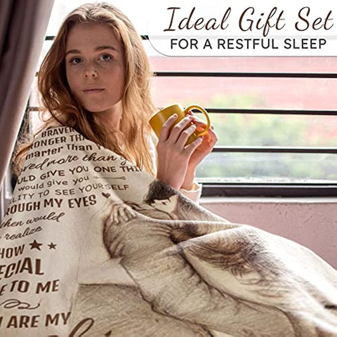 Wife Blanket with Sleep Mask, Socks and Gift Box - to My Wife Blanket from Husband for Christmas, Birthday, Valentines for Wife from Husband - Fleece Blanket, 60" x 50"