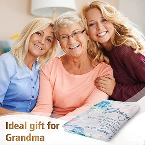 Blanket Gifts for Grandma, Grandma Birthday Gifts, Mother‘s Day Gifts for Grandma from Granddaughter Grandchildren, We Love You Cozy Throw Blankets Present 50" x 60"