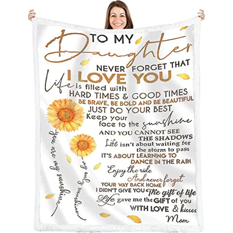 to My Daughter Blanket from Mom,Birthday Gifts for Daughter Adult,Daughter Birthday Gifts Ideas,Daughter Gift from Mom,Daughter Gifts for Christmas,Sherpa Fleece Blanket 80"X60"