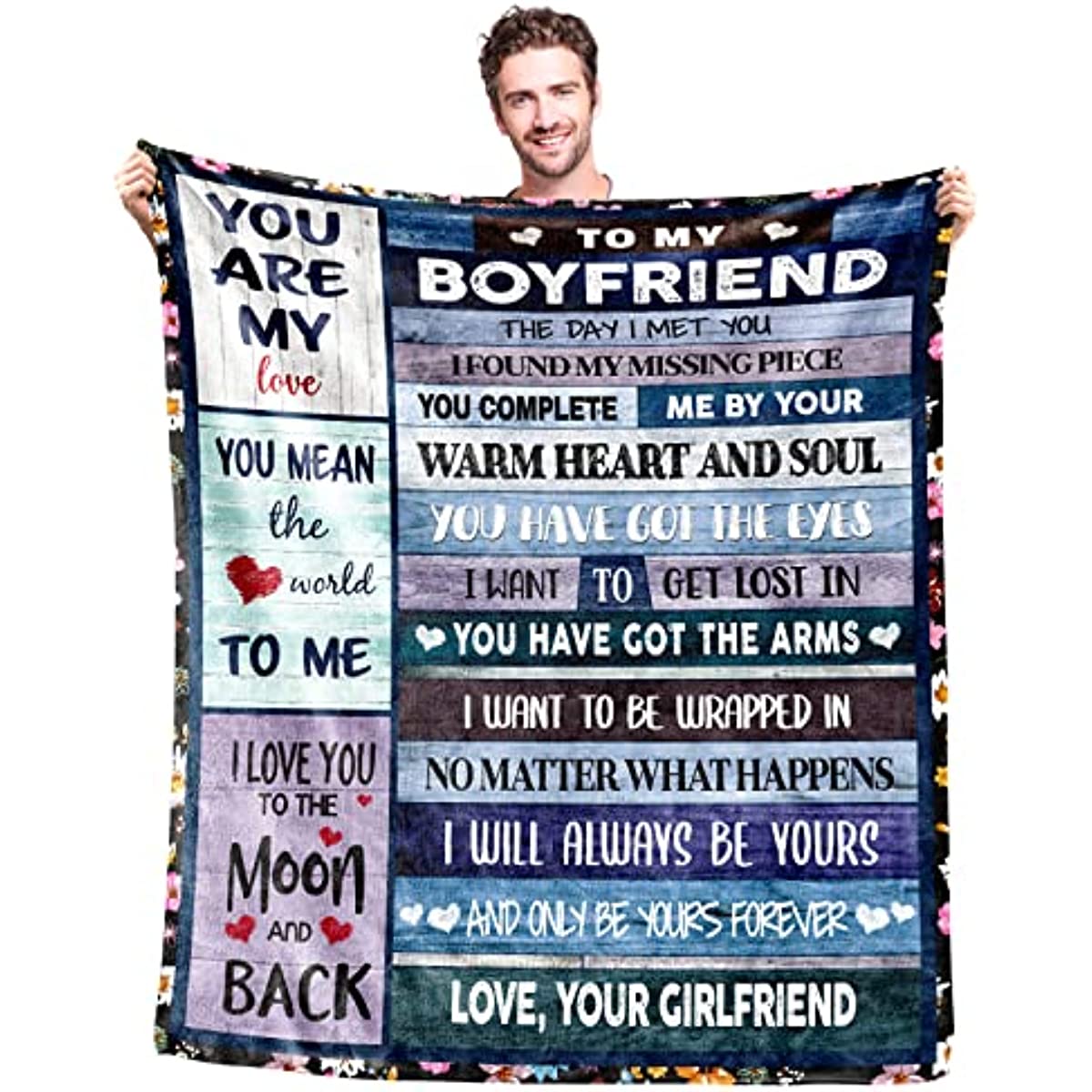Gifts for Boyfriend Soft Blanket Anniversary Birthday Romantic Gift for Him Couples Luxury Light Weight Throw Blanket for Couch Sofa Bedding 50'' x 40''