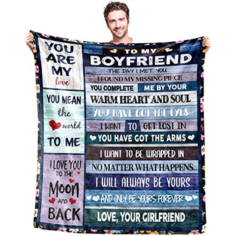 Gifts for Boyfriend Soft Blanket Anniversary Birthday Romantic Gift for Him Couples Luxury Light Weight Throw Blanket for Couch Sofa Bedding 50'' x 40''