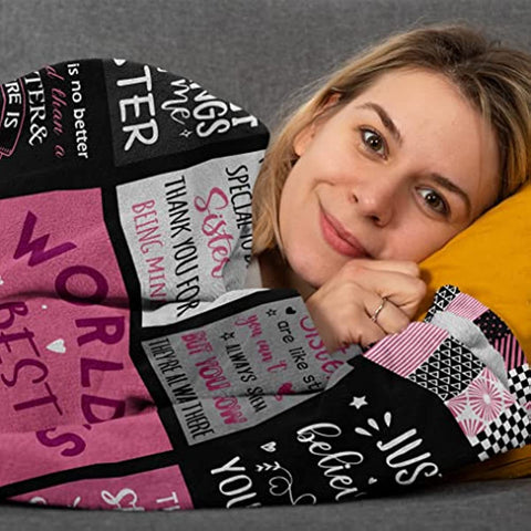 Sister Gifts Throw Blanket 50"x60" - Sister Birthday Gifts from Sister - Sisters Gifts from Sister - Happy Birthday Gifts for Sister - Gifts for Sister - Sister Blanket - Best Sister Gift Idea