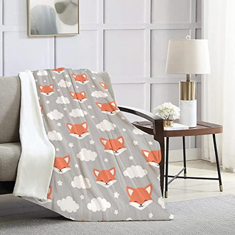 Fox Blanket for Girls Boys, Cute Fox Throw Blankets for Kids Baby Nursery Decor, Soft Plush Flannel Fleece Throw Blanket for Couch Baby Bedding 50x40 Inch