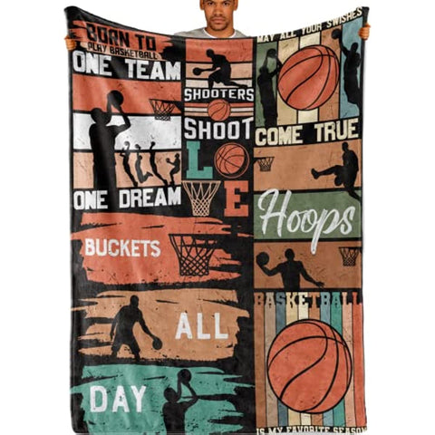 Basketball Blanket, Basketball Gifts, Basketball is My Favorite Season, Gift for Basketball Lovers, Basketball Coach, Basketball Mom, Dad, Daughter, Teens, Soft Throw Blanket 50"x65"…