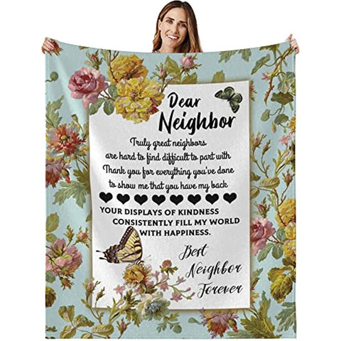 Gifts for Neighbors Blanket, Neighbor Gifts for Women - Printed Throw Blanket for Neighbors, Best Neighbor Gifts for Christmas, Birthday, Thanksgiving Day 50x60 Inches