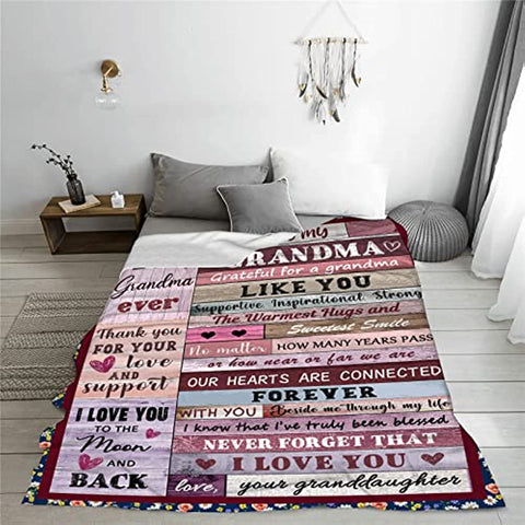 Grandma Gifts Blankets from Granddaughter Mothers Day Blanket Gifts for Grandma Birthday Gifts for Grandma Christmas Thanksgiving Gifts Ideas Throw Blankets 50"x60"
