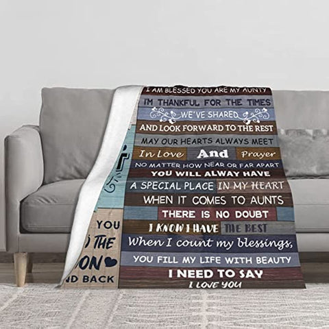 Throws for Aunt,Aunt Blanket from Nephew,Soft Flannel Blanket to Aunt from Niece,Aunt Gifts Throw Blankets,Blessings to My Aunt Blankets,50x60 Blankets Aunt Birthday Gift for Bed,Sofa