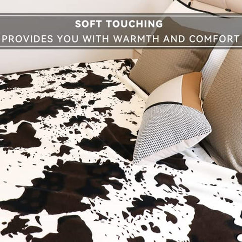 Cow Print Blanket Animal Brown Black Milky White Throw Blankets,Cow Print Blanket for Kids Adults, Soft Cow Blankets and Throws Cowhide Decor for Couch Sofa Bed 40"×50"