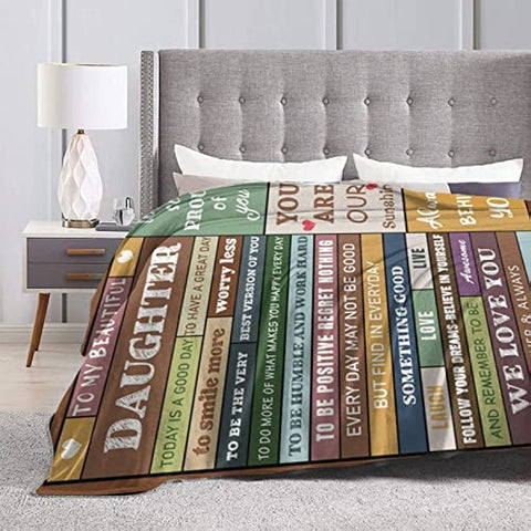 to My Daughter Blanket from Mom Dad Flannel Throw Blankets for Couch Bedroom Sofa Warm Girl Birthday Gifts 50x60in
