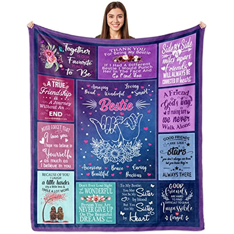 Gifts for Women, BFF Gifts for Best Friends Women, Bestie Gifts Blanket 60"x50", Bestie Birthday Gifts for Women, Sister Long Distance Friendship Gift for Christmas, To My Bestie Throw Blankets