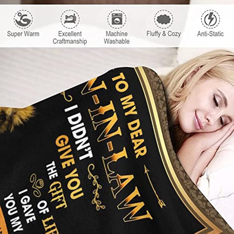 to My Son-in-Low Blanket Gifts from Mom,Son-in-Low Birthday Gifts from Mother-in-Low,Flannel Fleece Blankets for Son-in-Low Fill with Positive Encourage Love Words of Love (60" x 50")