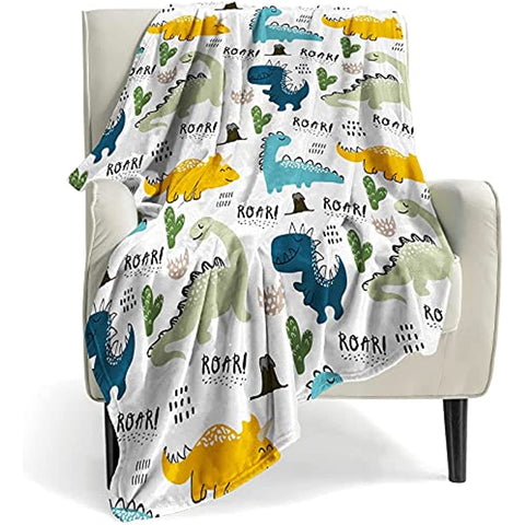 Dinosaur Blanket for Boys Girls 300 GSM Soft Fleece Kids Blanket Baby Boy Blanket Suitable for Toddler Couch Cute Blanket for Sofa Bedroom Living Room Dinosaur Gifts for Children 50"x40"