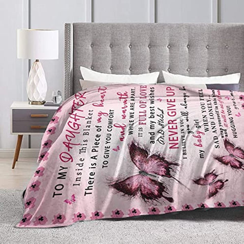 Daughter Blanket from Mom, Daughter Gifts for Birthday, Gifts for Daughter Graduation Blanket, Mother to Daughter Throw Blanket 60"x50"