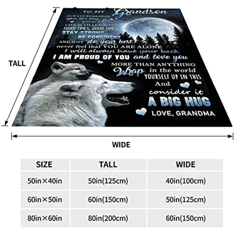 To My Grandson Blankets from Grandma Birthday Gifts for Granson from Grandma for Grandson Flannel Soft Fleece Bed Blanket 50X60in