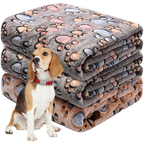Dog Blankets for Large Dogs, Pet Blankets for Dog Bed Cover, Puppy Blankets for Couch, Kitten Blanket, Soft Fleece Blankets for Dogs, Cats, 41"x31", 3 Pack(2 Tan+1 Brown)