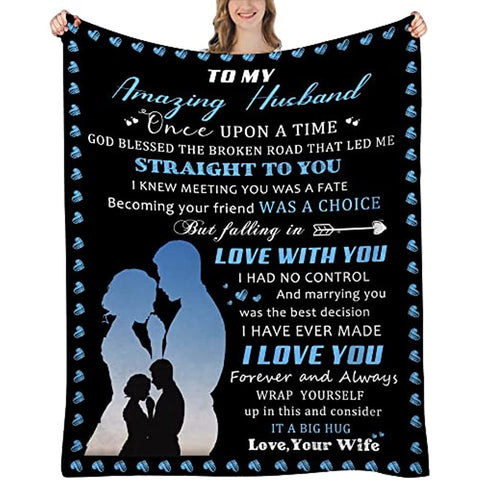 Fathers Day Birthday Gift for Husband, Gifts for Husband from Wife Blanket, Anniversary Birthday Gifts for Him Husband, Husband Gifts from Wife, to My Husband Blanket from Wife, 60"x50"