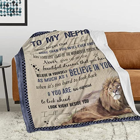 Nephew Gifts from Auntie 60"×50" Blanket, Nephew Gifts for Graduation, Birthday Gifts for Nephew from Aunt, Unique Gift for Nephew from Uncle, Best Gifts Idea for Nephew