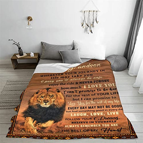 Grandson Gifts Blanket from Grandma Grandpa Birthday Gifts for Grandson Throw Blankets to Grandson from Grandparents Thanksgiving Valentines Day Graduation Gifts 50"x60"