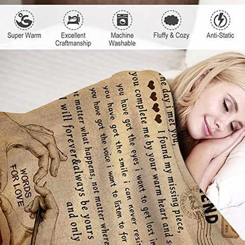 Gifts for Girlfriend to My Girlfriend Blanket Romantic Gifts for Her I Love You Throw Blankets Birthday Anniversary Cute Presents from Boyfriend Soft Blankets for Bed Sofa 50"x60"