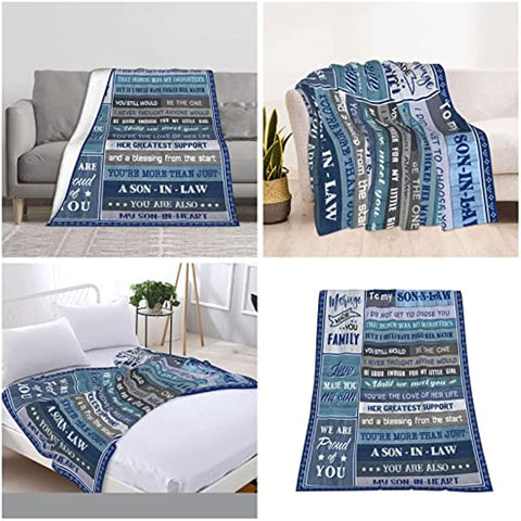 Son in Law Gifts from Mother in Law, Gifts for Son in Law Fathers Day Blanket, Gift Ideas for Son-in-Law, Best Son in Law Gifts Throw Blanket 60x50 Inch