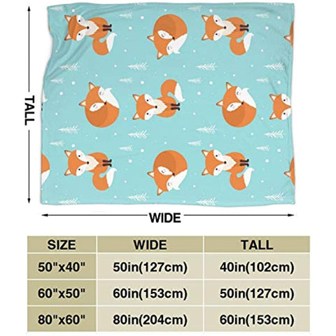 Fox Flower Flannel Fleece Blanket, Soft Microfiber Cozy Lightweight Sofa Travel Blanket for Baby, Kids, Youth (40x50 Inch)