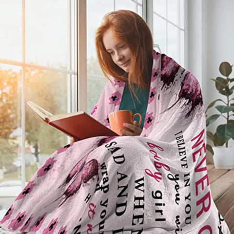 Daughter Blanket from Mom, Daughter Gifts for Birthday, Gifts for Daughter Graduation Blanket, Mother to Daughter Throw Blanket 60"x50"