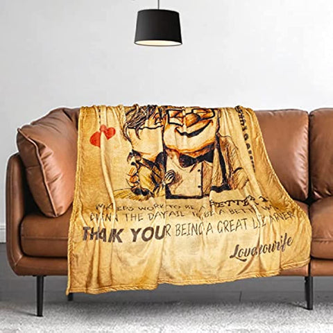 Throw Blanket to Husband Gift Love Letter Super-Soft Flannel Blanket for Christmas Birthday Memorial Day Fathers Day Anniversary Healing Thoughts Throws Emotion Transmission Blanket