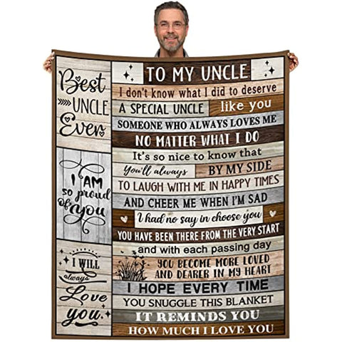 Uncle Gifts Blanket - Mothers Day Blanket for Uncle, Blanket for Uncle-Gifts for Uncle 60" x 50" Throw Blanket from Niece Nephew-Birthday for Uncle