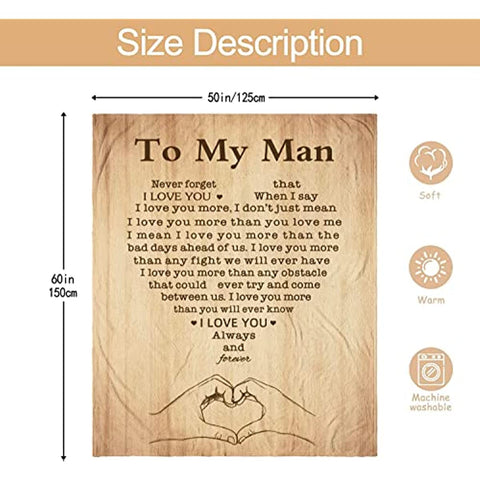 Gifts for Boyfriend Husband Blanket, I Love You Gifts for Him, Romantic Gifts for Men, Anniversary Birthday Gifts for Boyfriend, Valentines Day Gifts for Boyfriend Throw Blankets 50"X60"