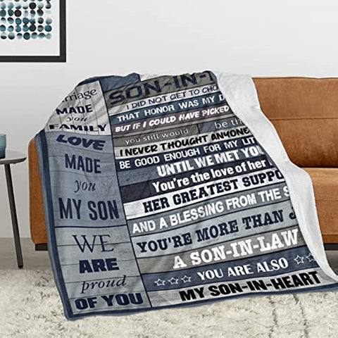 Son in Law Blanket 60’’x50’’, Son in Law Gifts from Mother in Law, to My Son in Law Gifts Ideas, Son-in-Law Gifts Throw Blanket, Best Gift Ideas for Son in Law Birthday Christmas Father’s Day