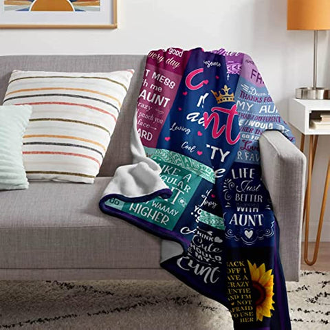 Mothers Day for Aunt Gifts Blanket from Niece, Best Aunt Ever Gifts Throw 50" X 60", Valentines Day Gifts for Aunt, Aunt Birthday Gift from Niece, Auntie Gifts for Women, Best Auntie Ever Gifts