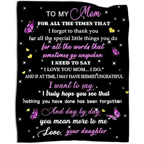 Gifts for Mom- to My Mom Blanket -Mom Blankets from Daughter for Birthday Mother‘s Day 50 "X60“…