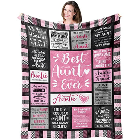 Aunt Gifts Throw Blanket 50”X60 for Aunt, Aunt Gifts from Niece, Best Aunt Ever Gifts, Birthday Gifts for Aunt, Gifts for Aunt, Aunt Blanket Gift, Auntie Gifts Ideas