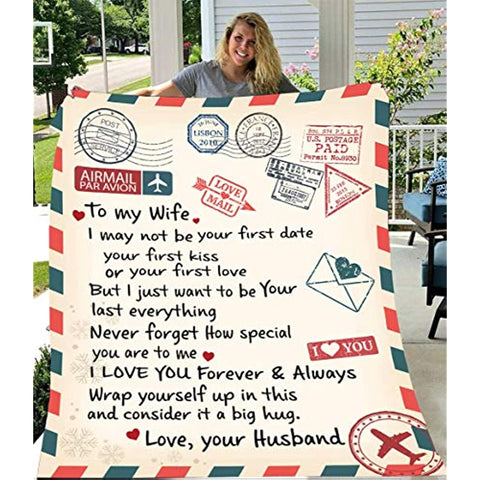 Fleece Blanket Love Letter to My Wife from Husband Ultra-Soft Micro Light Weight Warm Bed Throw Blanket (to My Wife, 60"x50")