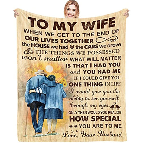 Gift for Wife Romantic Gifts for Her I Love You Anniversary Wedding Birthday Gifts Ideas for Women to My Wife Blanket Christmas Valentines Mothers Day Presents from Husband Throw Blanket 60"x 50"